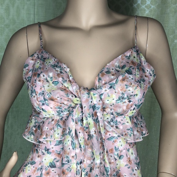 SLEEVELESS RUFFLE FLORAL MINI DRESS - Picture 7 of 9